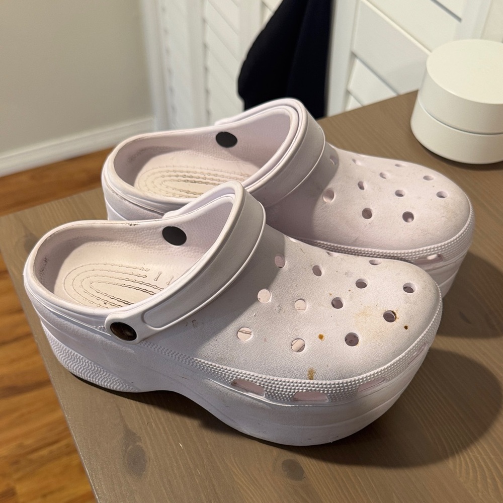 Platform Clog Sandals in Light Pink - Women's Casual Slip-Ons